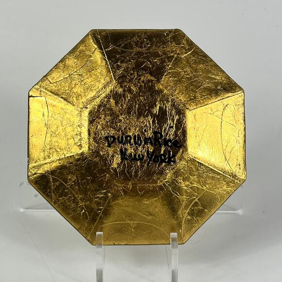 Durwin Rice New York Octagonal Decorative Plate Black Gold Leaf Moliere Quote - Picture 2 of 5